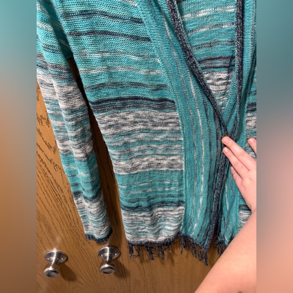 Maurices Teal and Gray Striped Cardigan - Picture 5 of 8